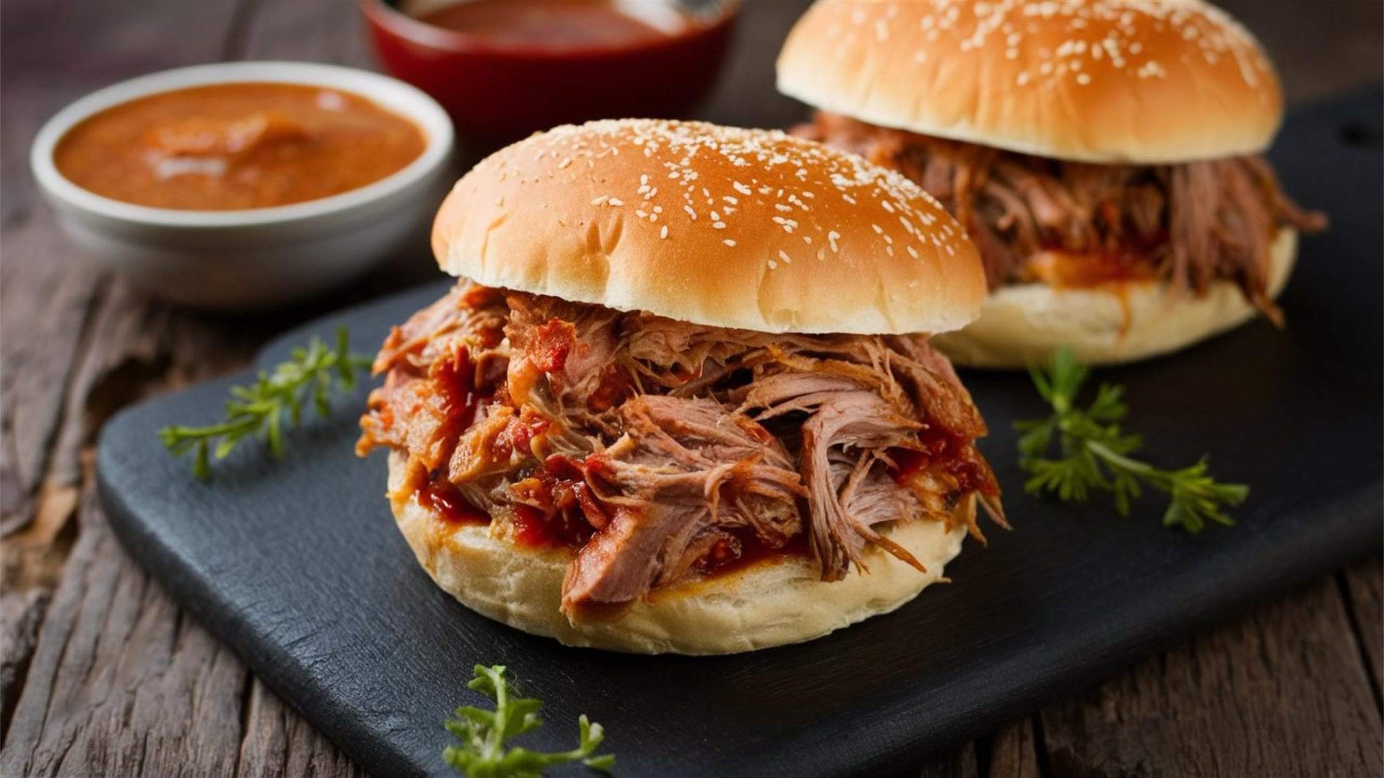 Pulled-Pork-Burger mit BBQ-Sauce