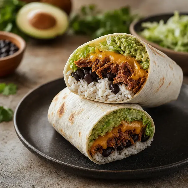 Burrito Veggie mit Reis, Salat, Bohnen