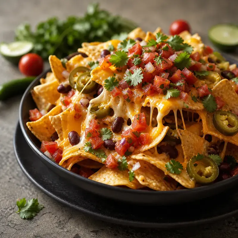 Nachos mit Tortillachips, mexikanische Käsemischung, Pico de Gallo