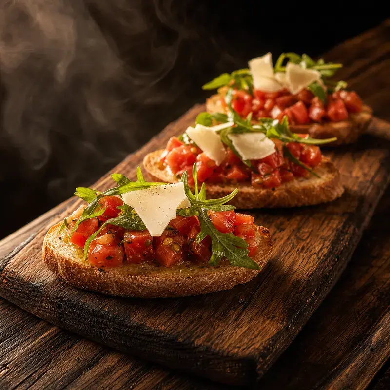 Kay's Alpen Bruschetta mit Baguette, Tiroler Bergkäse, hausgemachte Tomatensalsa